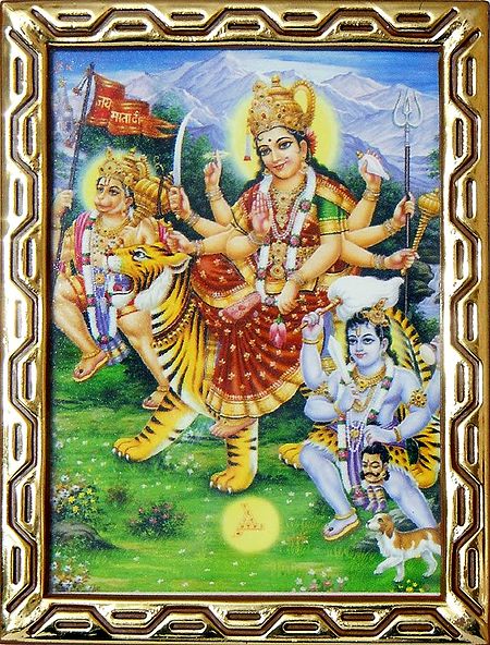 Vaishno Devi with Hanuman and Bhairav 