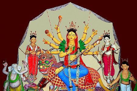 Photo Print of Buddhist Style Devi Durga with Her Family