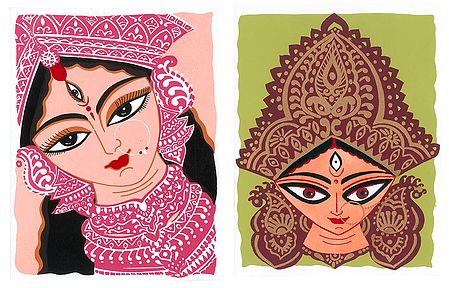 Faces of Goddess Durga - Set of Two