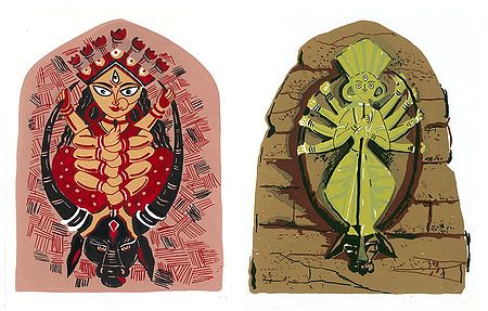 Mahishasuramardini Durga - Set of Two