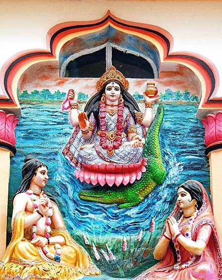 Ganga Descends from Heaven after being Propitiated by Bhagirath