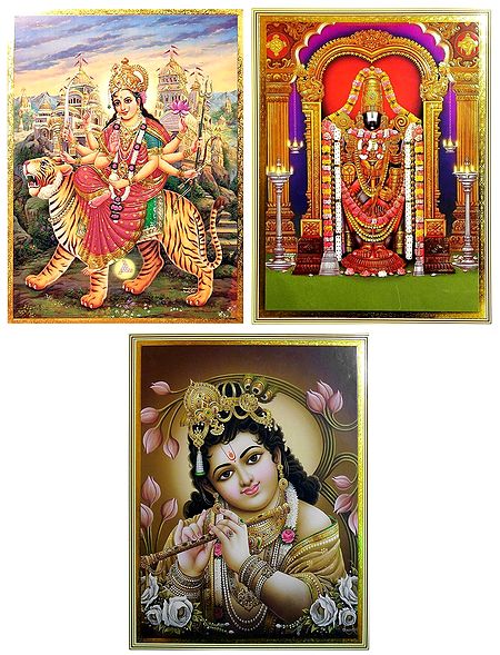 Lord Venkateshwara,Krishna,Vaishno Devi - Set of 3 Posters