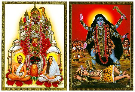 Goddess Kali, Sri Ramakrishnadev and Sarada Maa - Set of 2 Posters