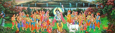 Krishna Lifting Giri Govardhan