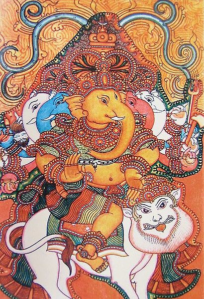 Panchamukhi (Five Headed) Ganesh Sitting on Lion