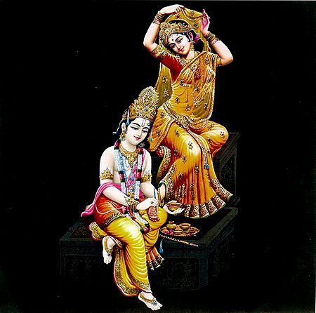 Krishna Applying Alta to Radha's Feet