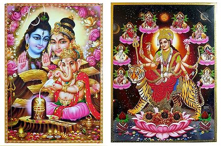 Shiva, Parvati, Ganesha, Navadurga - Set of 2 Posters