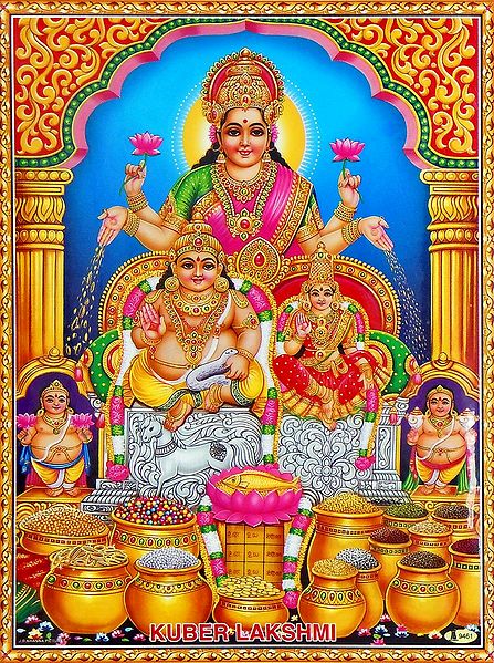Lakshmi with Kubera and Wife Riddhi