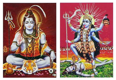 Shiva and Kali - Set of 2 Glitter Posters