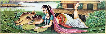 Shakuntala Writing Letter to Dushyanta