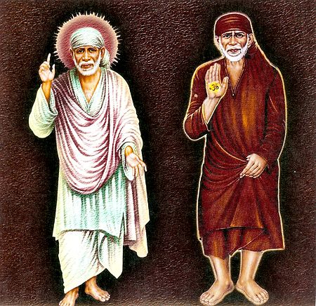 Shirdi Sai Baba in White and Red Robe