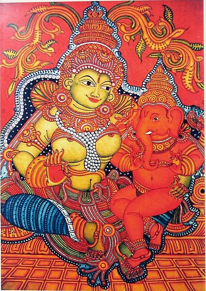 Ganesha Sitting on Mother Parvati's Lap