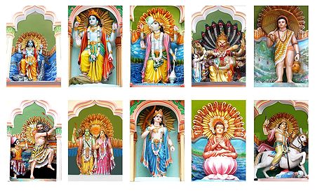 Dashavatar - Ten Incarnations of Lord Vishnu - Set of 10 Photo Prints
