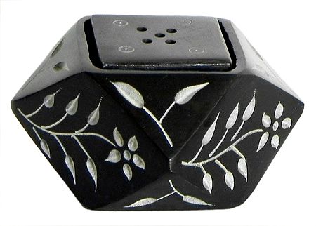 Stone Carved Hexagonal Black Incense Stick Holder