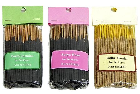 Purity Jasmine, Surya Rose and Indra Sandal - Pack of Three Small Sized Incense Sticks