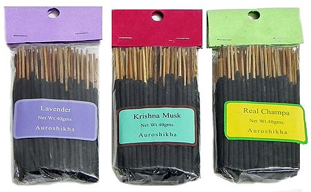 Real Champa, Krishna Musk and Lavender - Pack of Three Small Sized Incense Sticks