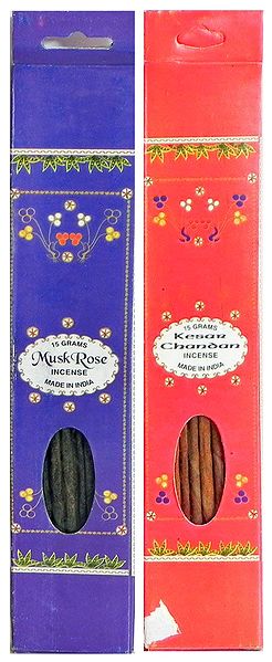 Set of Two Incense Sticks Packets with Kesar Chandan and Musk Rose Fragrances