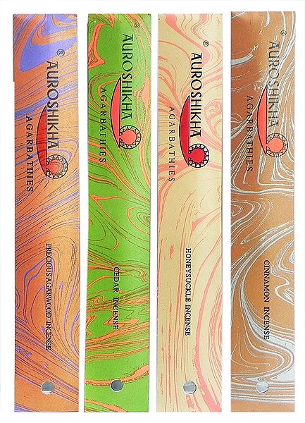Set of Four Incense Sticks Packets with Cinnamon, Honeysuckle, Cedar and Agarwood Fragrances