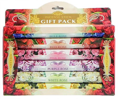 Set of Six Incense Stick Packets with Rose Fragrances
