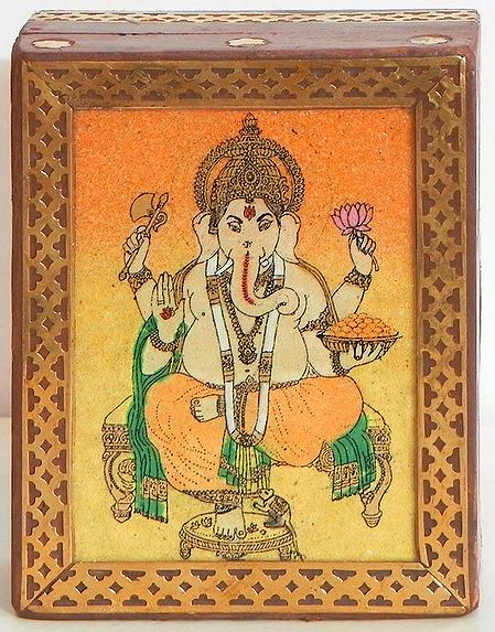 Ganesha - Jewelry Box with Gemstone Painting