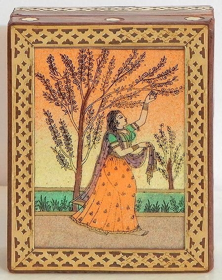 Ragini Vasanta - Jewelry Box with Gemstone Painting