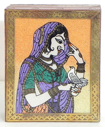 Rajput Princess - Jewelry Box with Gemstone Painting