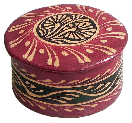 Embossed Leather Circular Jewelry Box