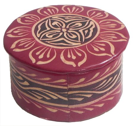 Embossed Leather Circular Jewelry Box