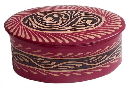 Embossed Leather Oval Jewelry Box