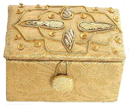 Rectangle Jewelry Box with Zari and Sequine Work