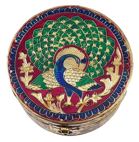 Peacock Design Wooden Jewelry Box