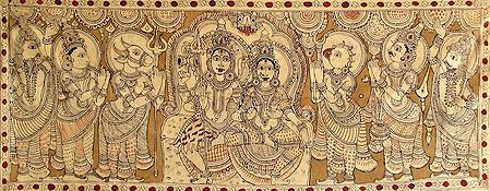 Shiva Parvati Being Prayed by Gods and Nandi, Bhringi