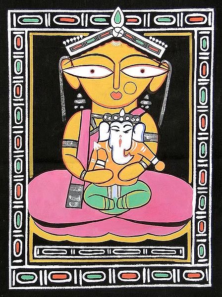 Ganesha with Mother Durga