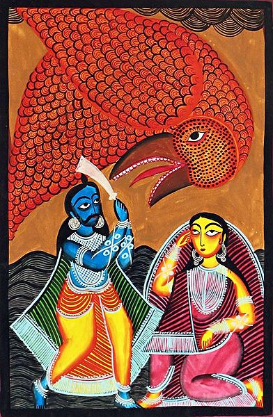 Jatayu Obstracts Ravana Kidnapping Sita