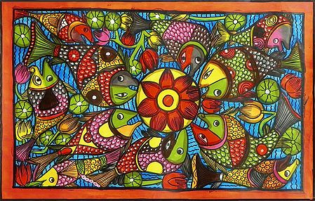 Colorful Fish Around the Lotus