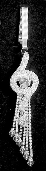 Faux Zirconia Studded Designer Chabi Challa with jhalar and White Crystal Beads