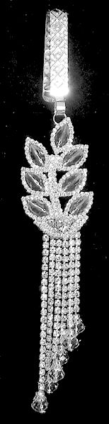 Faux Zirconia Studded Leaf Design Chabi Challa with jhalar and White Crystal Beads