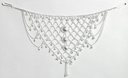 Silver Color Metal Jhalar Kamarband with Beads (Only for Front or Side of the Waist)