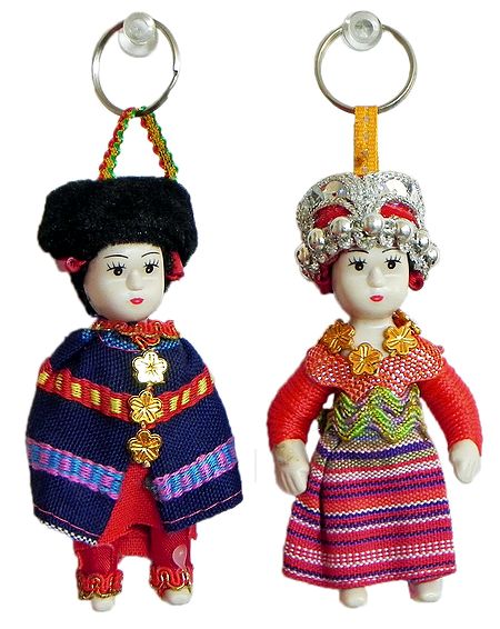 Set of 2 Spanish Doll Key Rings