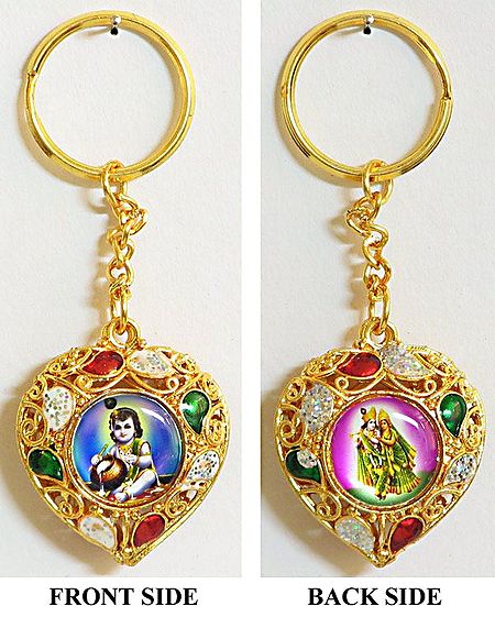 Double Sided Key Ring - Bal Gopala and Radha Krishna