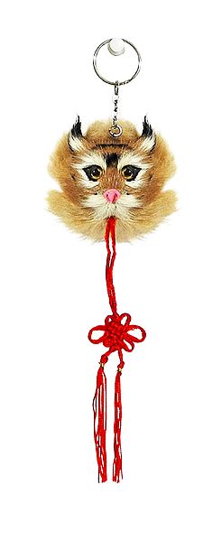 Key Chain with Synthetic Wild Cat