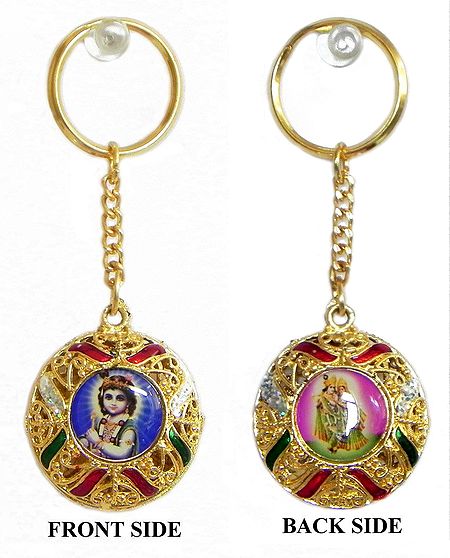 Double Sided Key Ring - Krishna and Radha Krishna