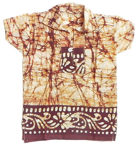 Half Sleeve Short Kurta with Batik Print