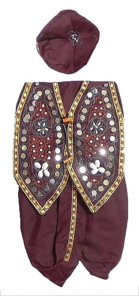 Ready to Wear Maroon Dhoti, Cap and Jacket with Sequin and Bead Work