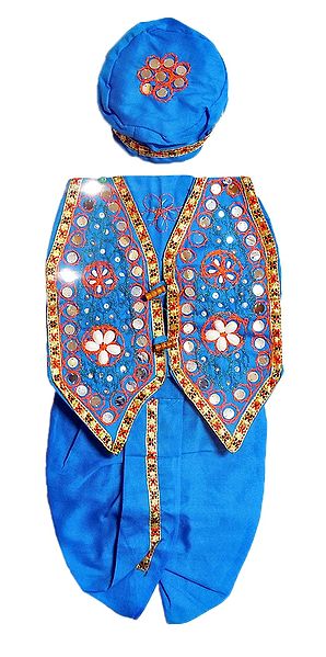 Ready to Wear Blue Dhoti, Cap and Jacket with Sequin and Bead Work
