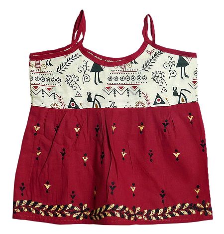 Kantha Stitched Red Frock