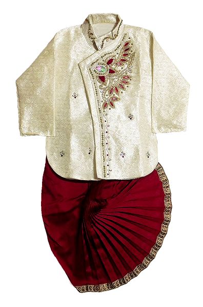 Ready to Wear Stitched Dhoti and Embroidered White Kurta