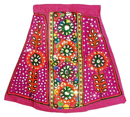 Multicolor Embroidery on Magenta Ghagra with Sequin and Bead Work