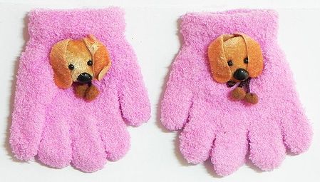 Mauve Gloves with Puppy