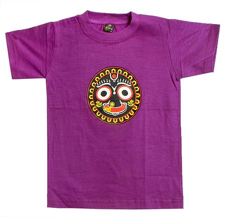 Printed Jagannathdev Face on Purple T-Shirt